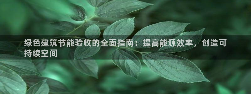 谁知道e尊国际的网址：绿色建筑节能验收的全面指南：提高能源效率，创造可
持续空间