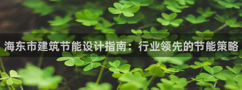 e尊国际是个黑网：海东市建筑节能设计指南：行业领先的节能策略