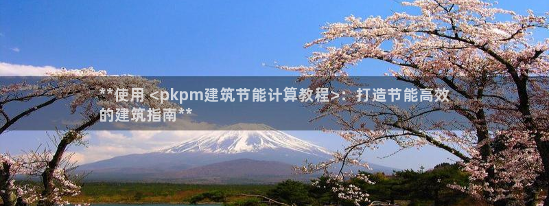 e尊国际官方网站：**使用 <pkpm建筑节能计算教程>：打造节能高效
的建筑指南**